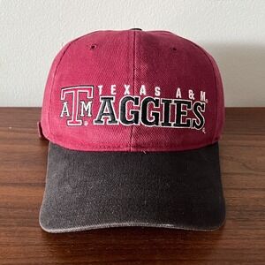 Vintage Texas A&M Aggies Hat Cap Adjustable Maroon Black NCAA College